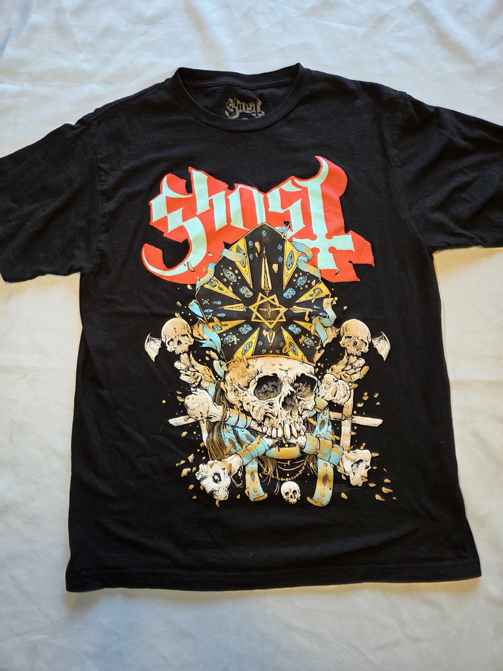 Ghost Band Graphic T-Shirt Skull Occult Black Men’s Medium